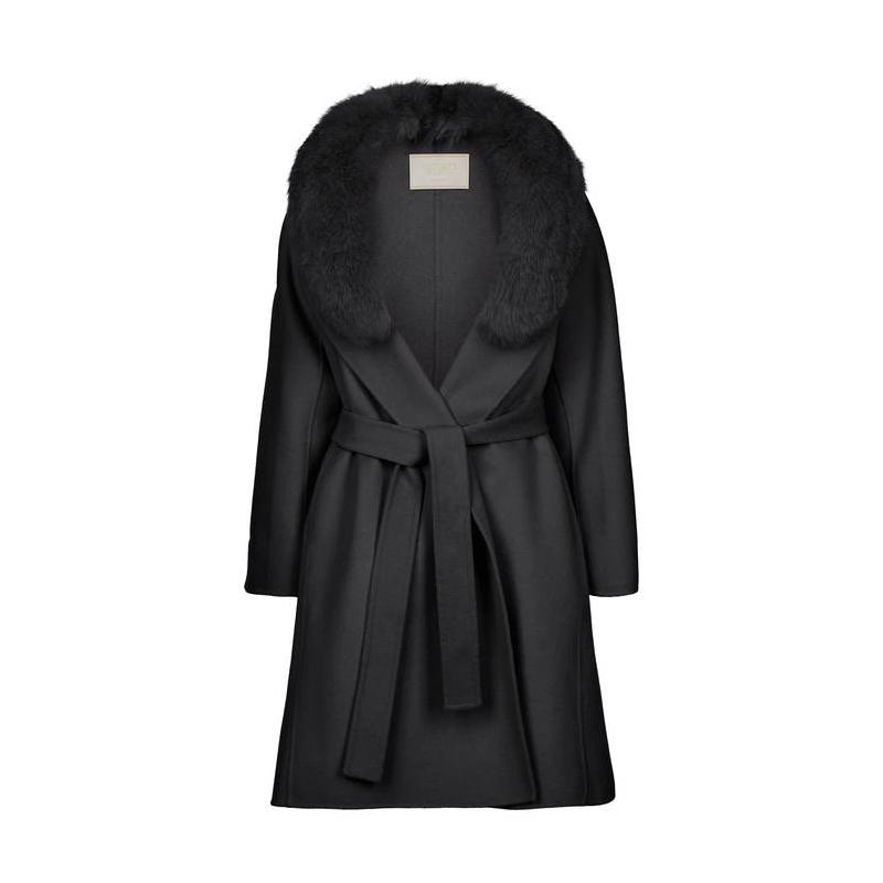 Manteau En Fourrure De Renard Véritable Noir