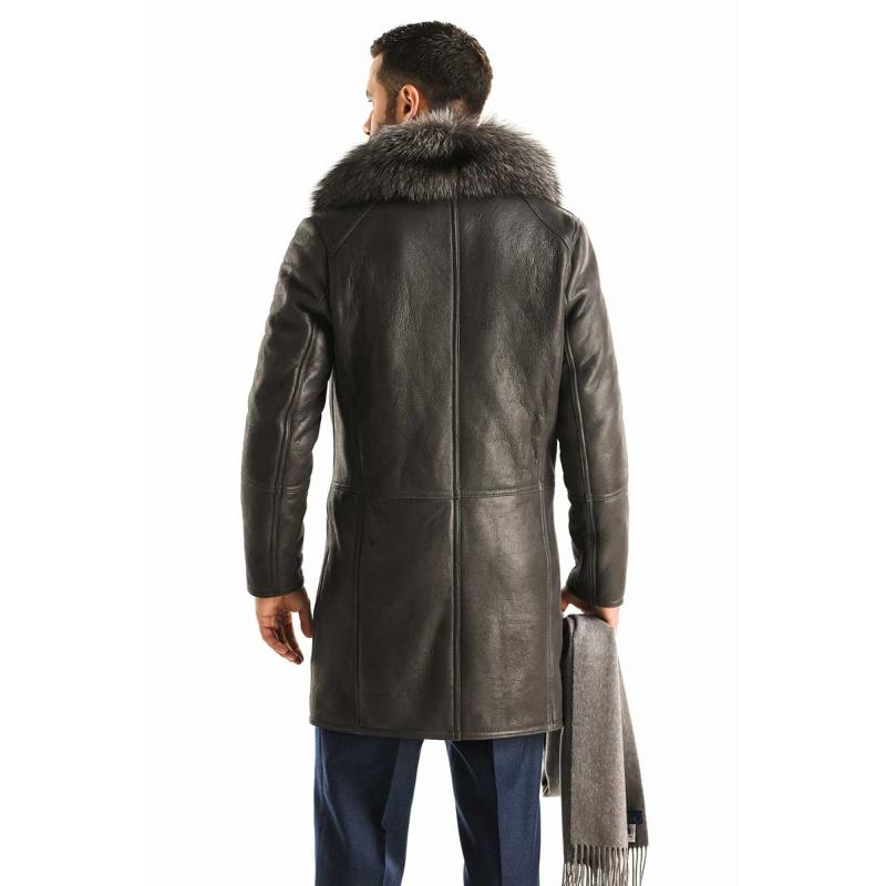 manteau pour hommes en cuir naturel