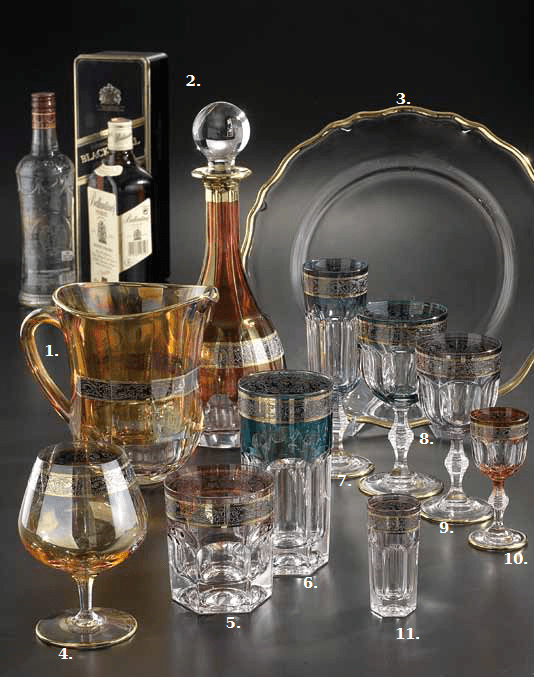 verres et carafes de luxe pour l'alcool