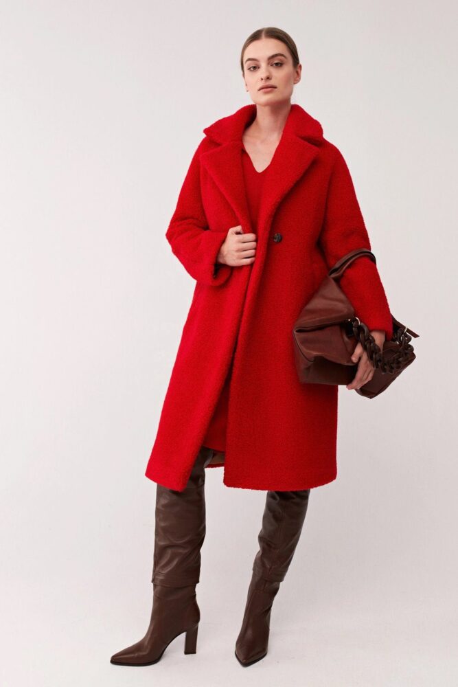 Manteau rouge ours en peluche Patrizia Aryton